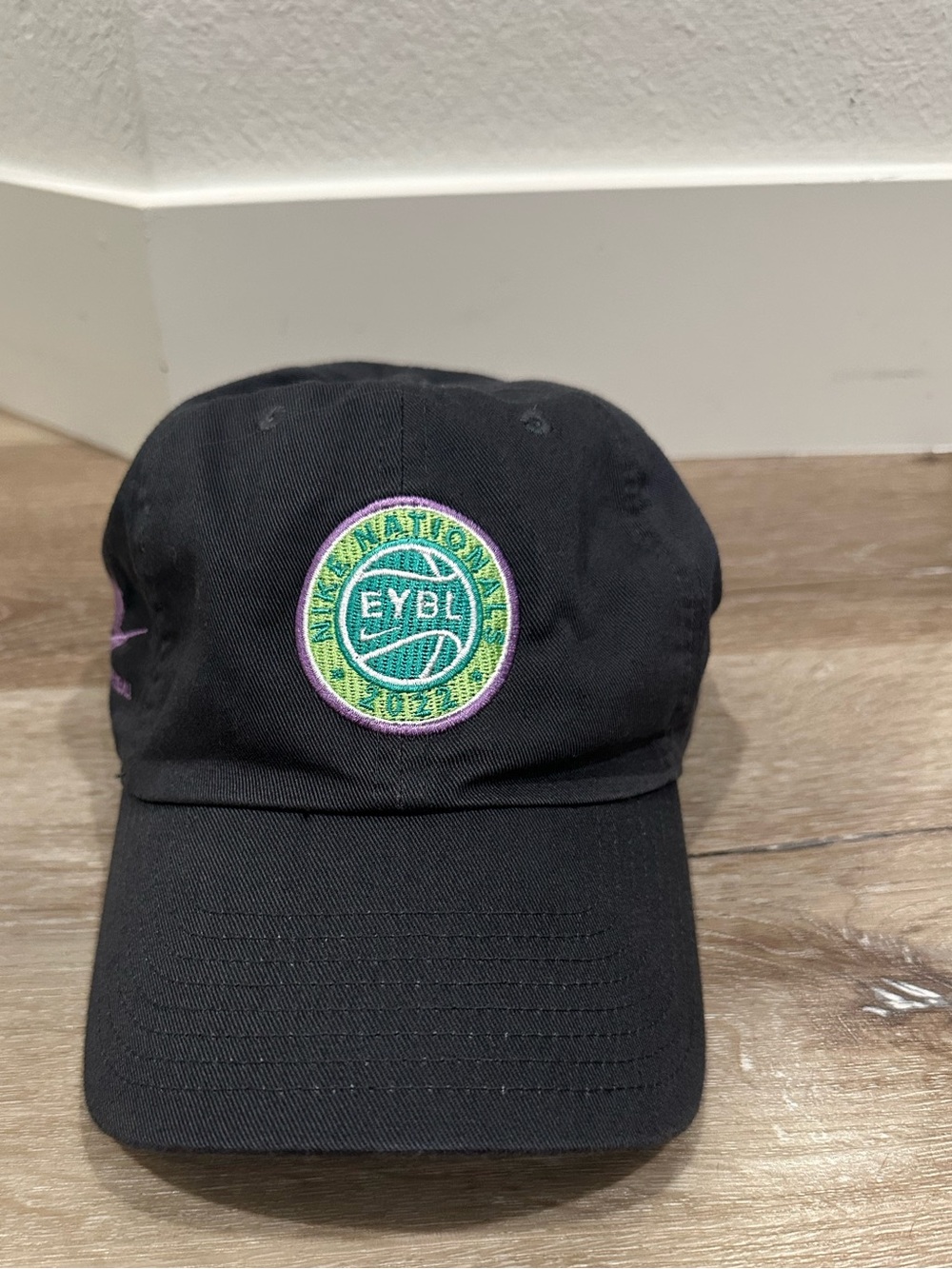 Nike Black Dad hat with Green & Purple EYBL Patch